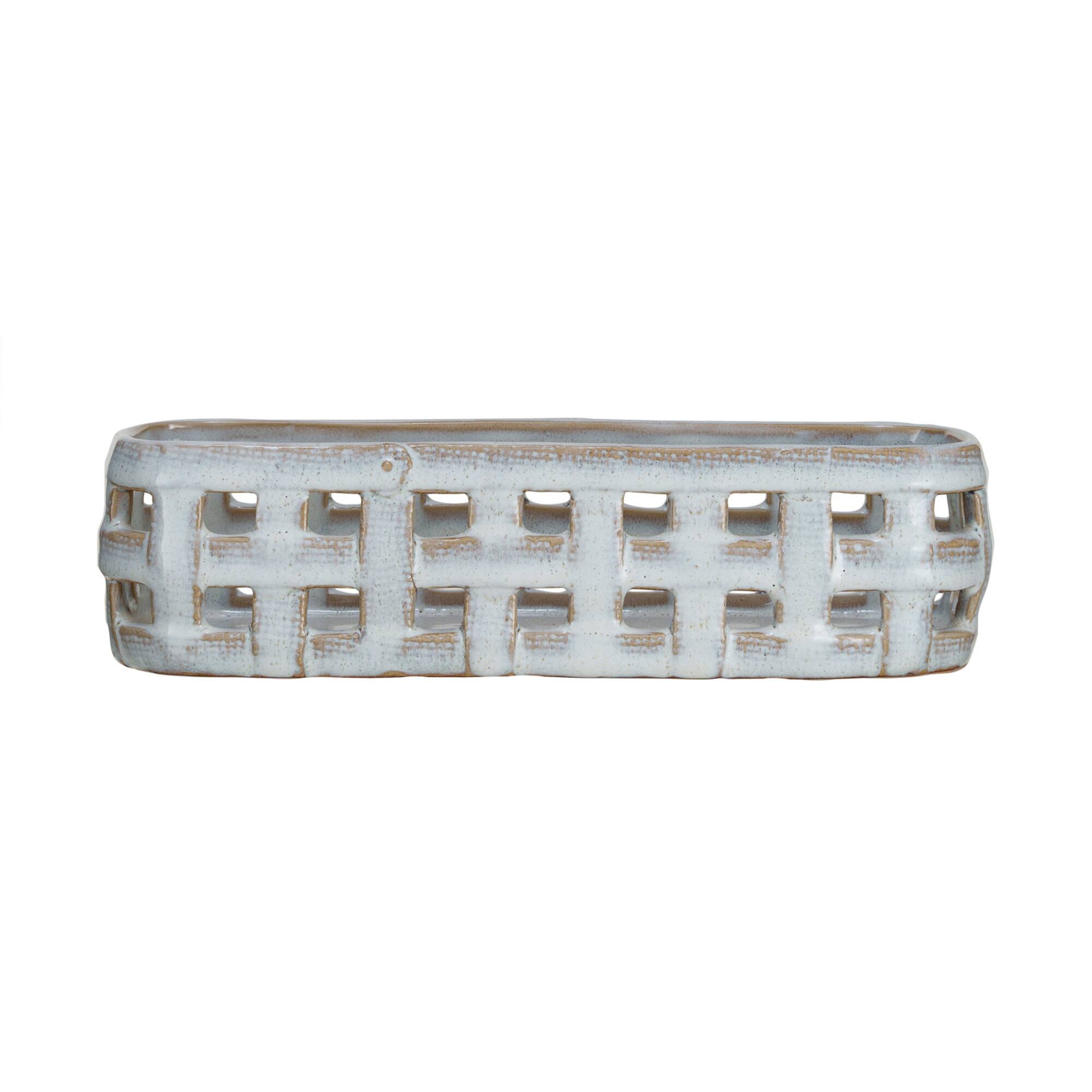 Hello Honey® 10" White Reactive Glaze Stoneware Basket Cracker Dish